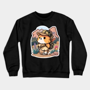 Cute Hamster hiking in the desert Crewneck Sweatshirt